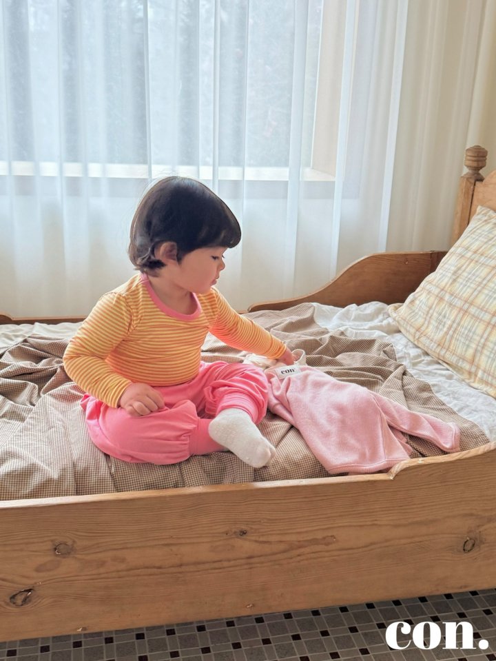 【予約】バイカラーストライプTシャツ / con. (XXS-M)쫀득 배색