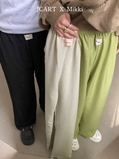 【予約】リネン風パンツ / mikki (S-4XL)무릎안나오는린넨팬츠