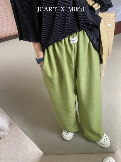 【予約】リネン風パンツ / mikki (S-4XL)무릎안나오는린넨팬츠