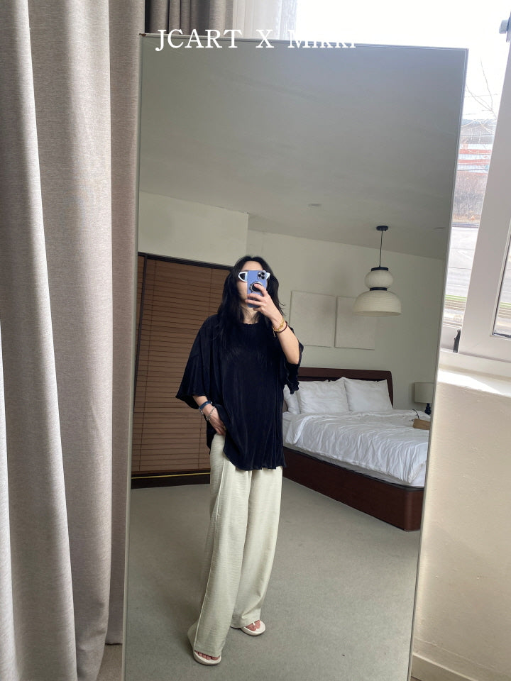 【予約】リネン風パンツ / mikki (S-4XL)무릎안나오는린넨팬츠