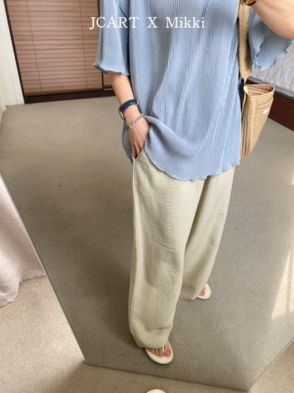 【予約】リネン風パンツ / mikki (S-4XL)무릎안나오는린넨팬츠