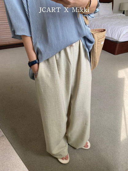 【予約】リネン風パンツ / mikki (S-4XL)무릎안나오는린넨팬츠