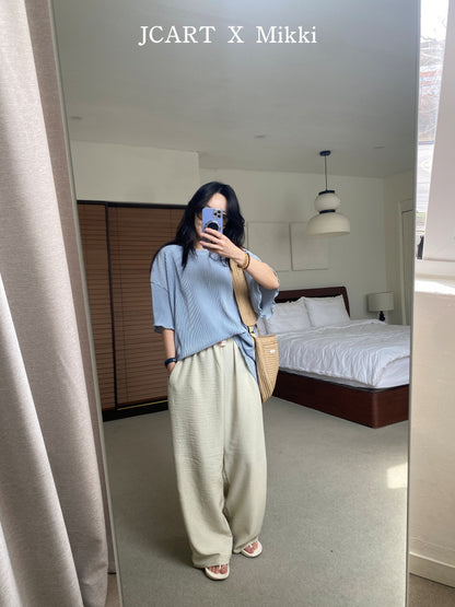【予約】リネン風パンツ / mikki (S-4XL)무릎안나오는린넨팬츠