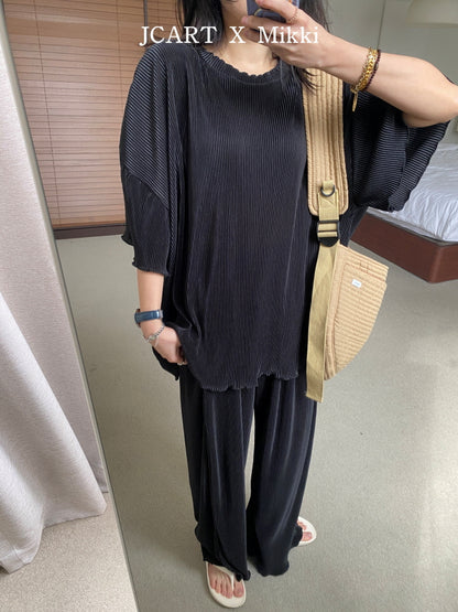 【予約】プリーツストレートパンツ / mikki (S-4XL/Adult)플리츠일자팬츠