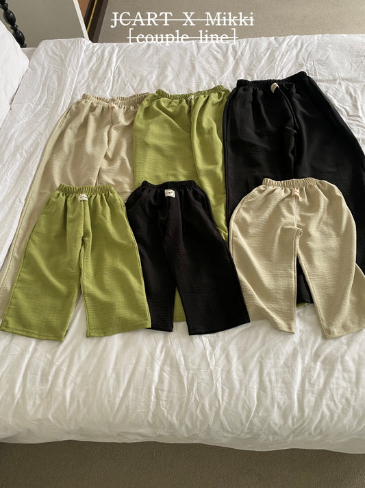 【予約】リネン風パンツ / mikki (S-4XL)무릎안나오는린넨팬츠