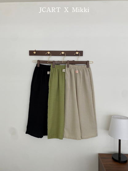 【予約】リネン風パンツ / mikki (S-4XL)무릎안나오는린넨팬츠