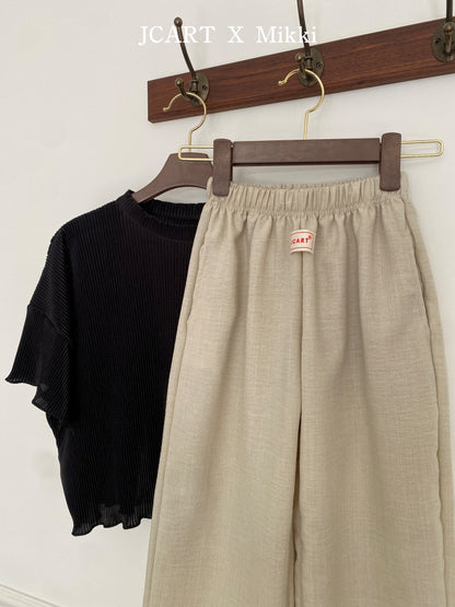 【予約】リネン風パンツ / mikki (S-4XL)무릎안나오는린넨팬츠