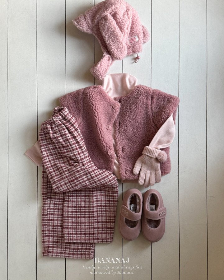 【予約】cozy check pants / bananaj (XS-JS)