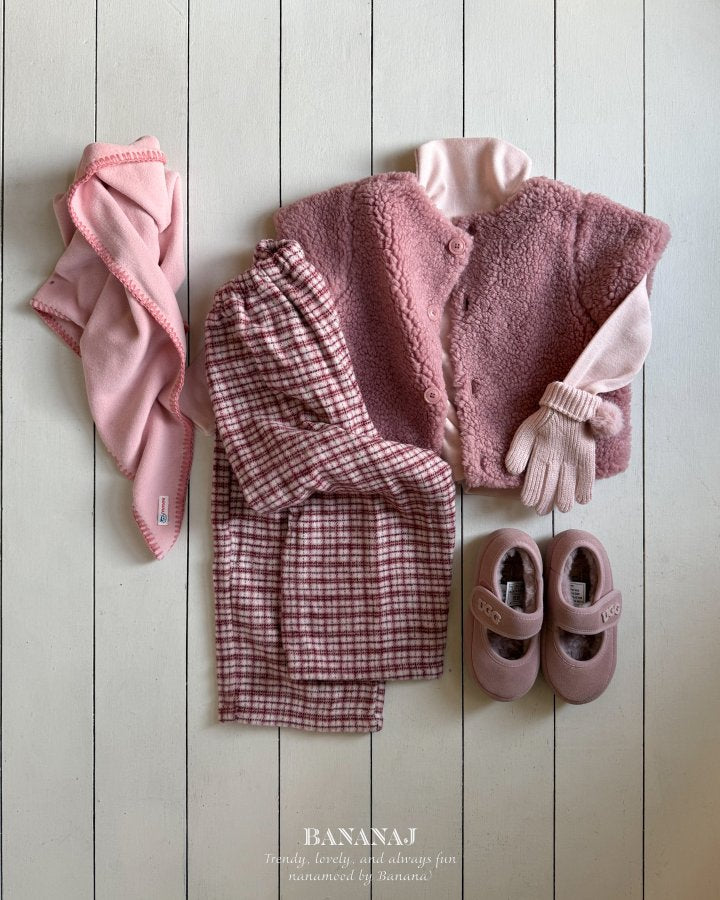 【予約】cozy check pants / bananaj (XS-JS)