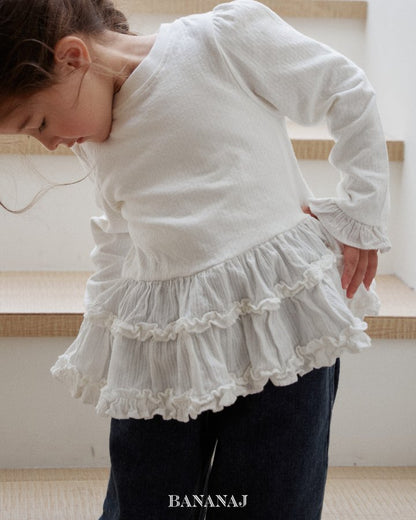 【予約】ruffle frill T  / bananaj (XS-JS)