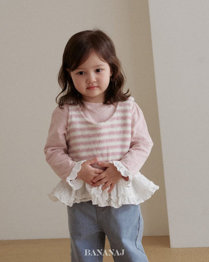 【予約】ruffle frill T  / bananaj (XS-JS)