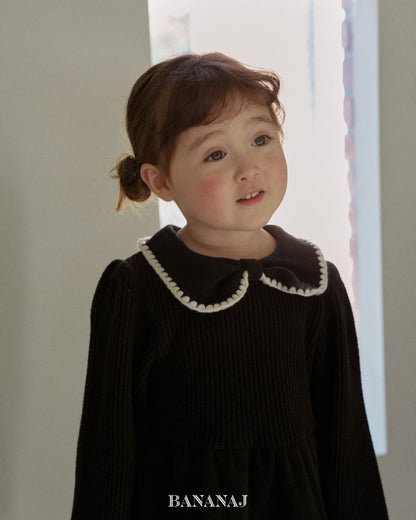 【予約】ribbon waffle collar T  / bananaj (XS-JS)