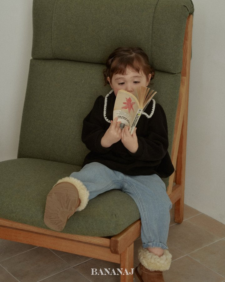 【予約】ribbon waffle collar T  / bananaj (XS-JS)