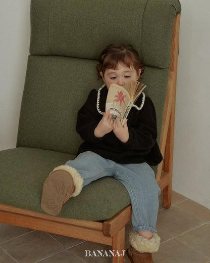 【予約】ribbon waffle collar T  / bananaj (XS-JS)