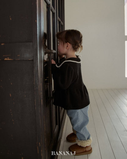 【予約】ribbon waffle collar T  / bananaj (XS-JS)