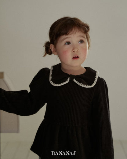 【予約】ribbon waffle collar T  / bananaj (XS-JS)