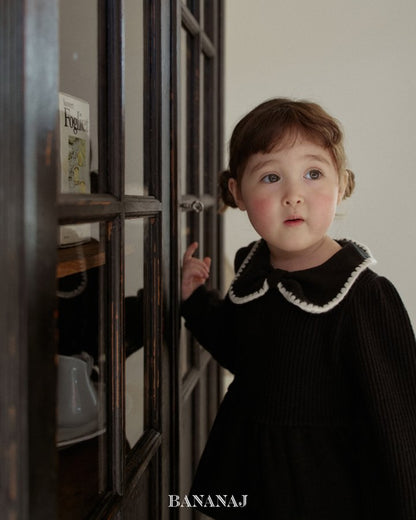 【予約】ribbon waffle collar T  / bananaj (XS-JS)