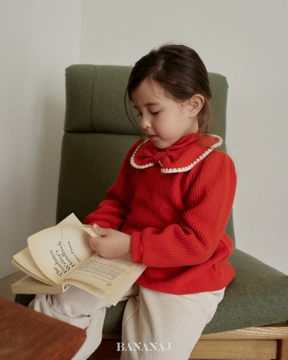 【予約】ribbon waffle collar T  / bananaj (XS-JS)