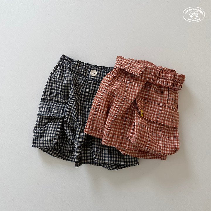 【予約】panpan check pants / gou XS-JL 빵빵반바지
