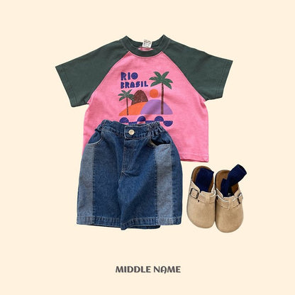 【予約】bicolor denim pants / middle nameS-JM