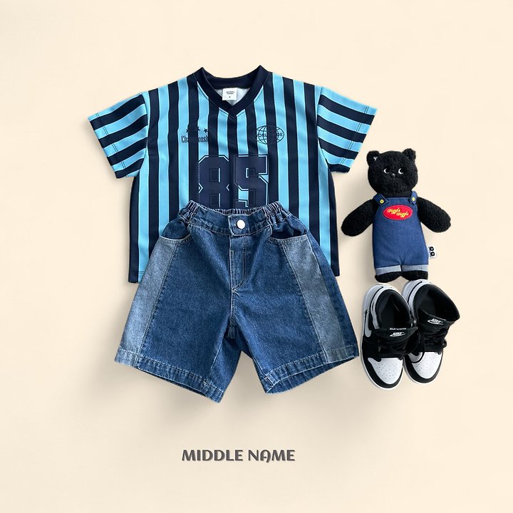 【予約】bicolor denim pants / middle nameS-JM