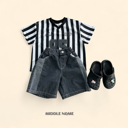 【予約】bicolor denim pants / middle nameS-JM