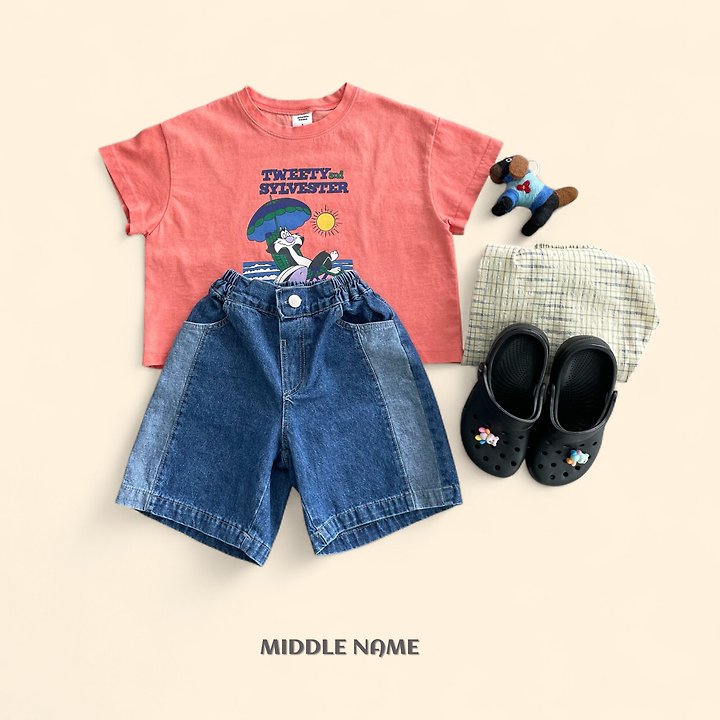 【予約】bicolor denim pants / middle nameS-JM