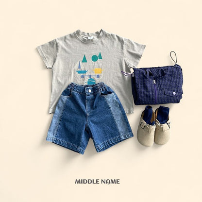 【予約】bicolor denim pants / middle nameS-JM