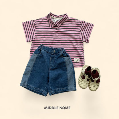 【予約】bicolor denim pants / middle nameS-JM