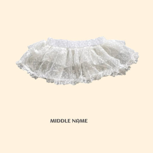 【予約】ribbon layered skirt / middle nameS-JM