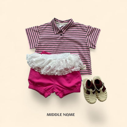 【予約】ribbon layered skirt / middle nameS-JM