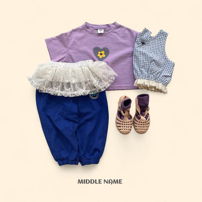 【予約】ribbon layered skirt / middle nameS-JM