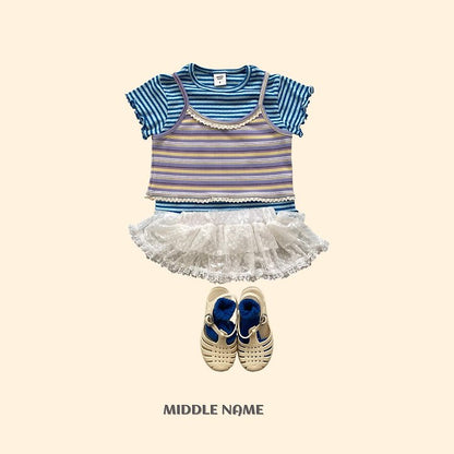 【予約】ribbon layered skirt / middle nameS-JM