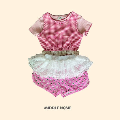 【予約】ribbon layered skirt / middle nameS-JM