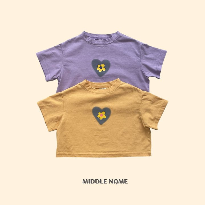 【予約】heart flower crop T / middle nameS-JM