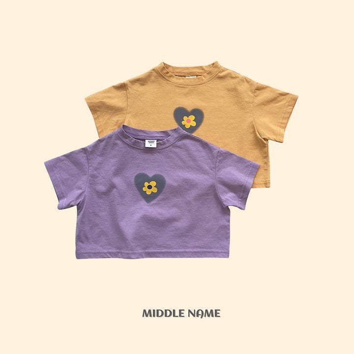 【予約】heart flower crop T / middle nameS-JM