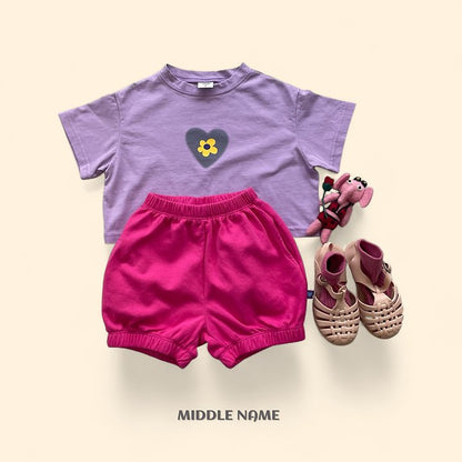 【予約】heart flower crop T / middle nameS-JM