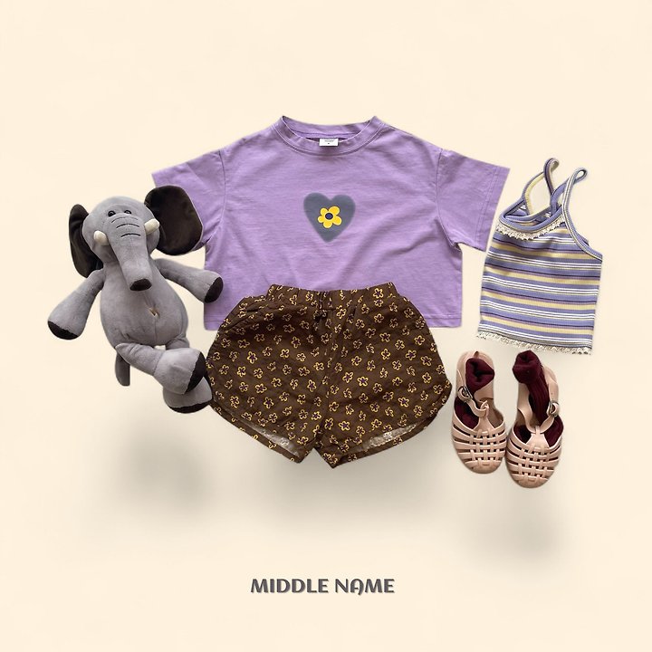 【予約】heart flower crop T / middle nameS-JM