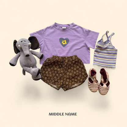 【予約】heart flower crop T / middle nameS-JM