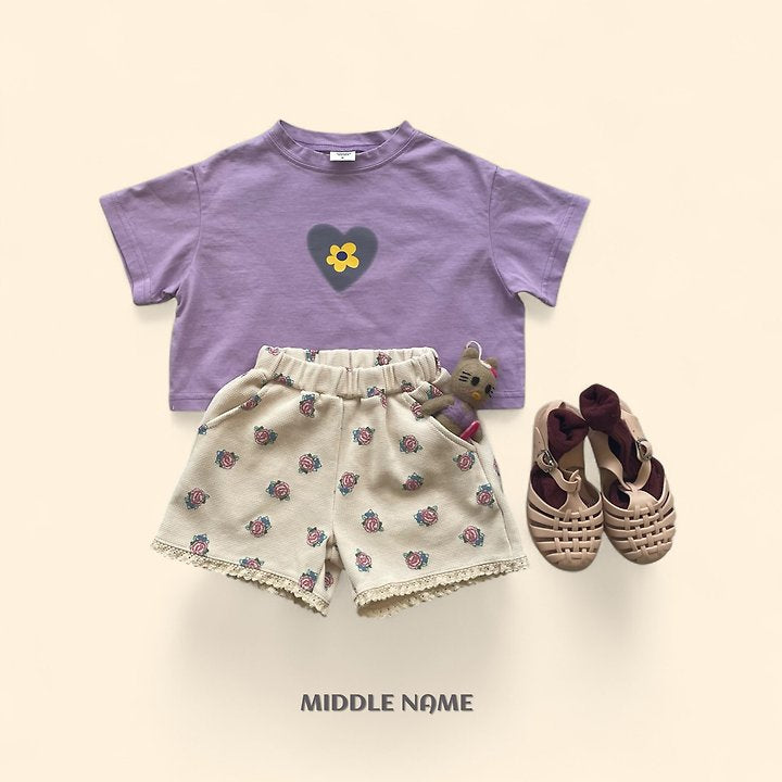 【予約】heart flower crop T / middle nameS-JM