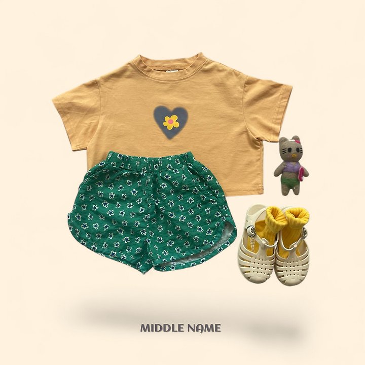 【予約】heart flower crop T / middle nameS-JM