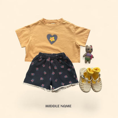【予約】heart flower crop T / middle nameS-JM