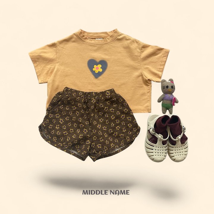 【予約】heart flower crop T / middle nameS-JM