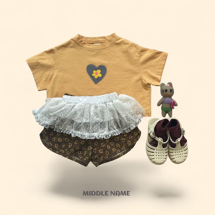【予約】heart flower crop T / middle nameS-JM