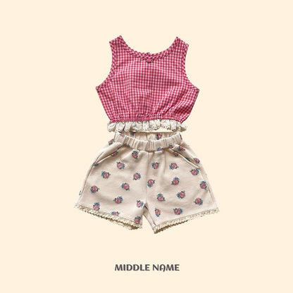 【予約】Vintage flower waffle pants / middle nameS-JM