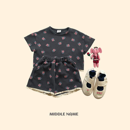 【予約】Vintage flower waffle T / middle nameS-JM