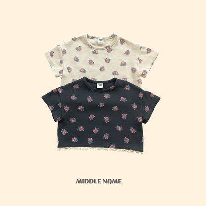 【予約】Vintage flower waffle T / middle nameS-JM