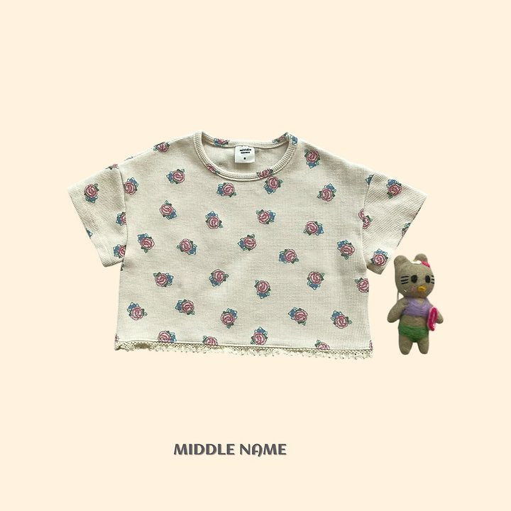 【予約】Vintage flower waffle T / middle nameS-JM