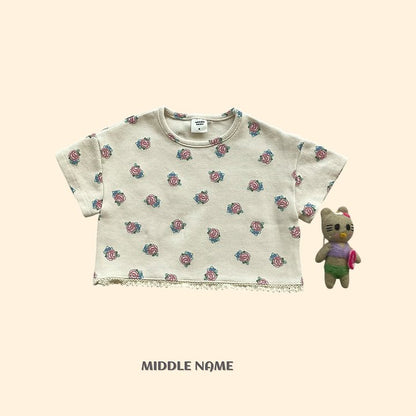 【予約】Vintage flower waffle T / middle nameS-JM