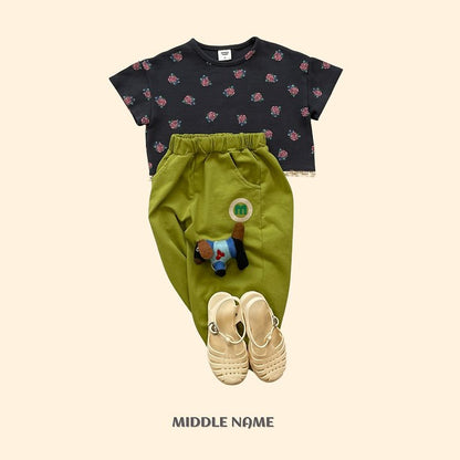 【予約】Vintage flower waffle T / middle nameS-JM